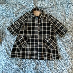 Button up check jacket (poncho-like) kimono lined